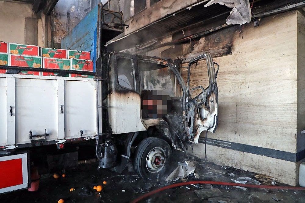 آتش سوزی کامیون بار در مشهد