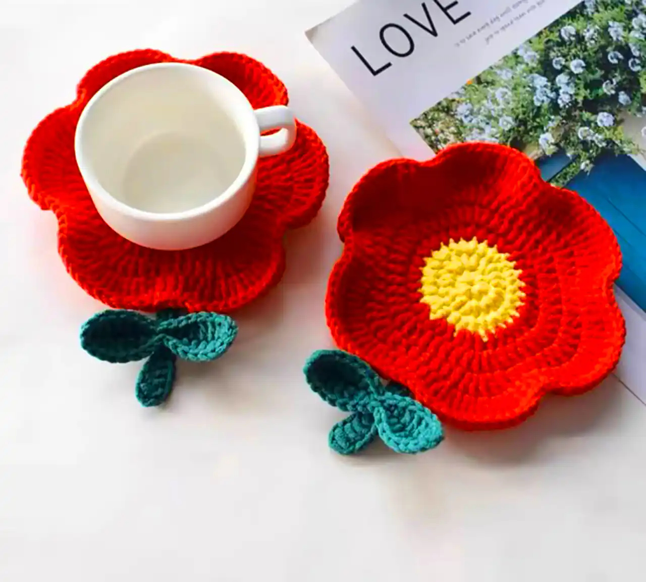 زیرلیوانی بافتنی فانتزی