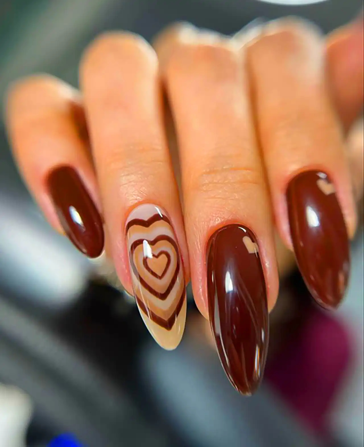 دیزاین ناخن با تم کاکائویی