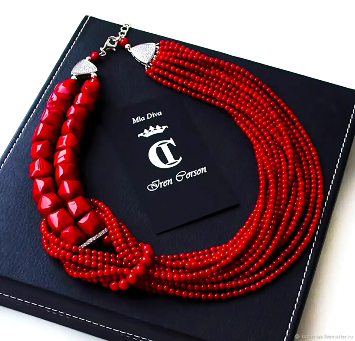 گردنبند مهره ای قرمز شیک