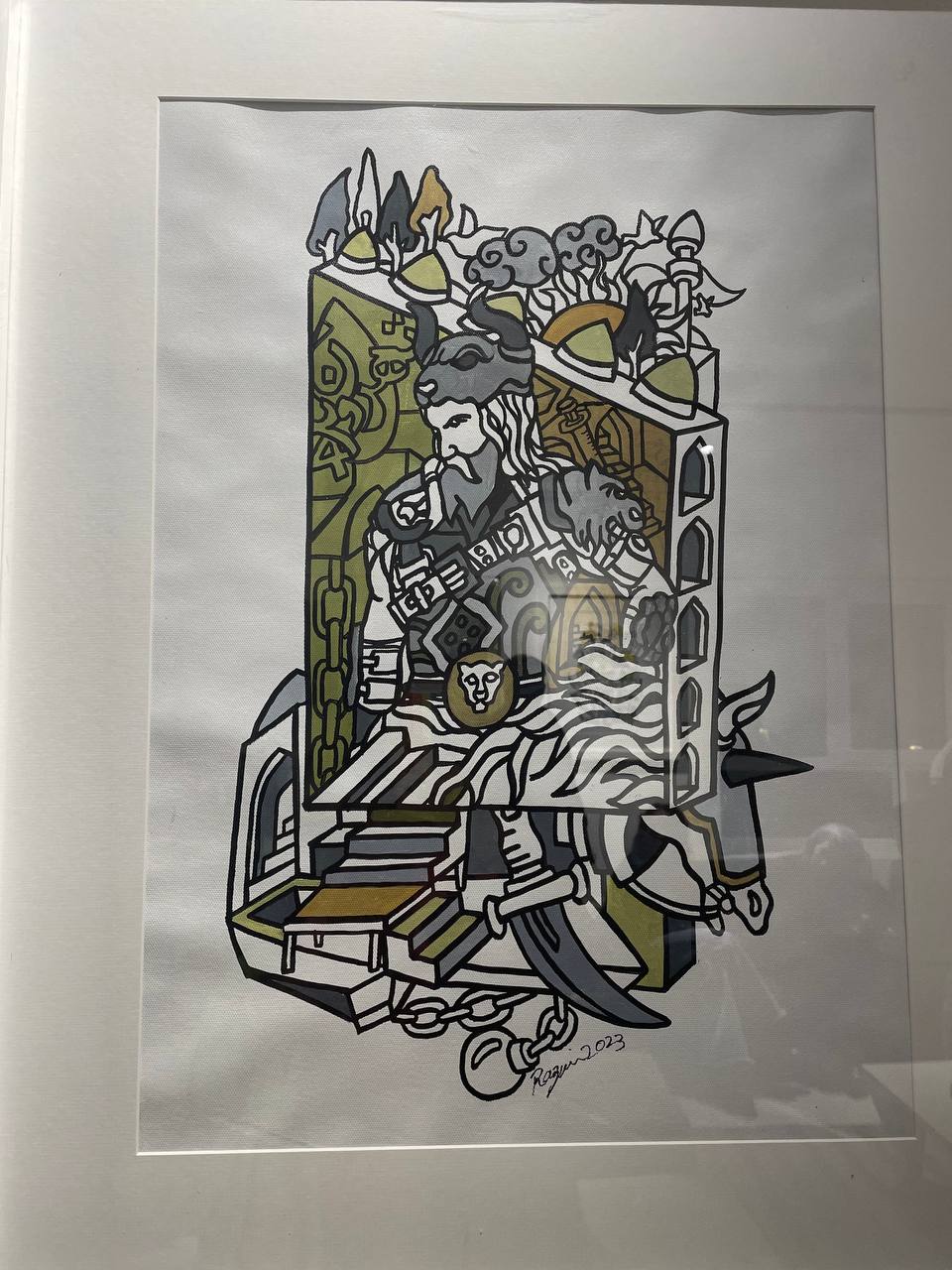 نقاشی رستم و سهراب در نمایشگاه گروهی هنرمندان
