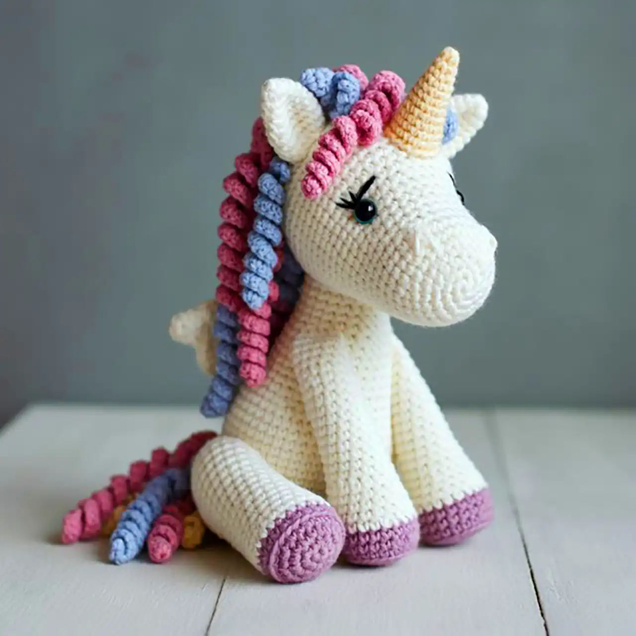 عروسک یونیکورن قلاب بافی 