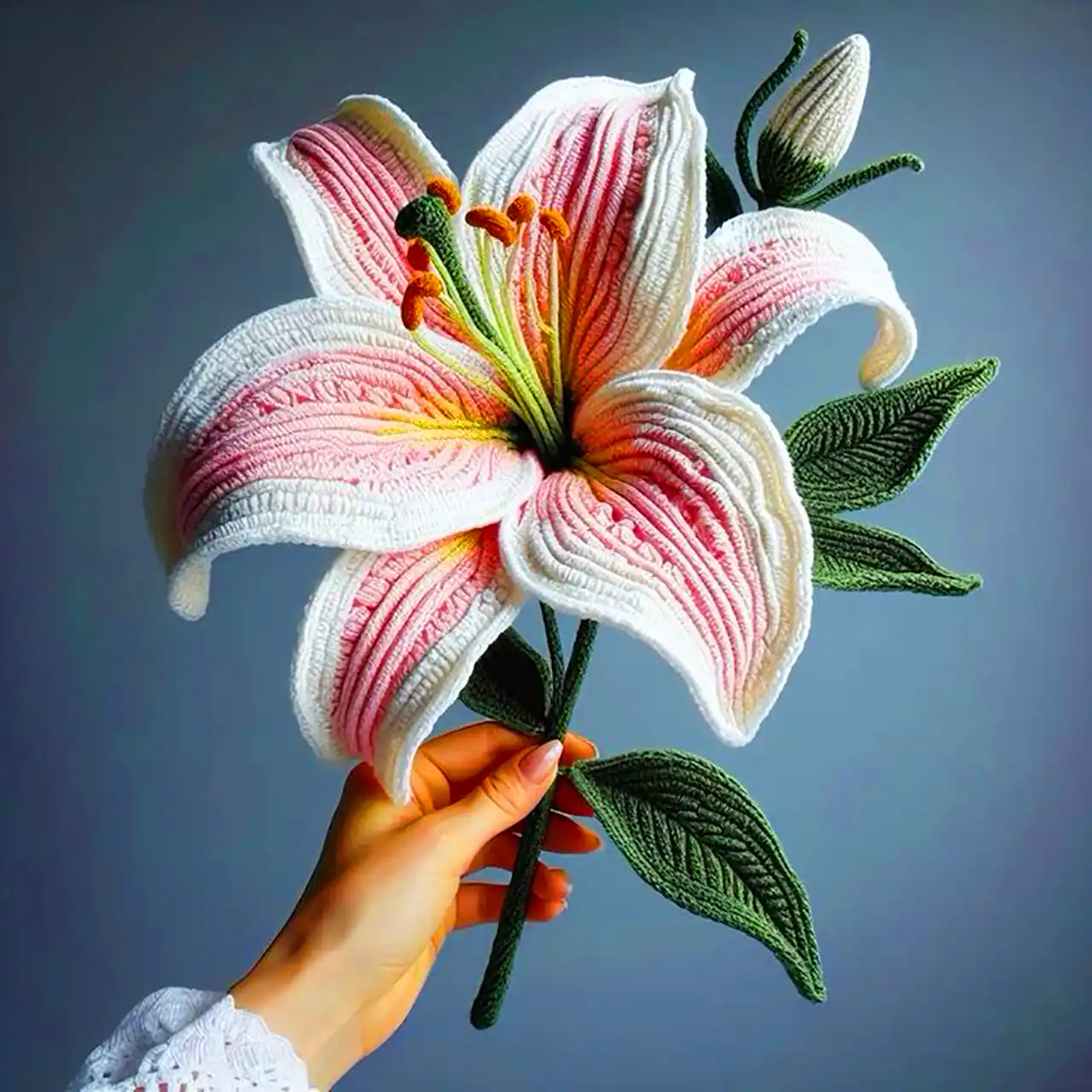 دسته گل تزئینی بافتنی