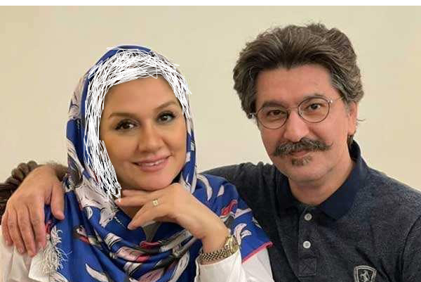امیر حسین مدرس در کنار همسرش 