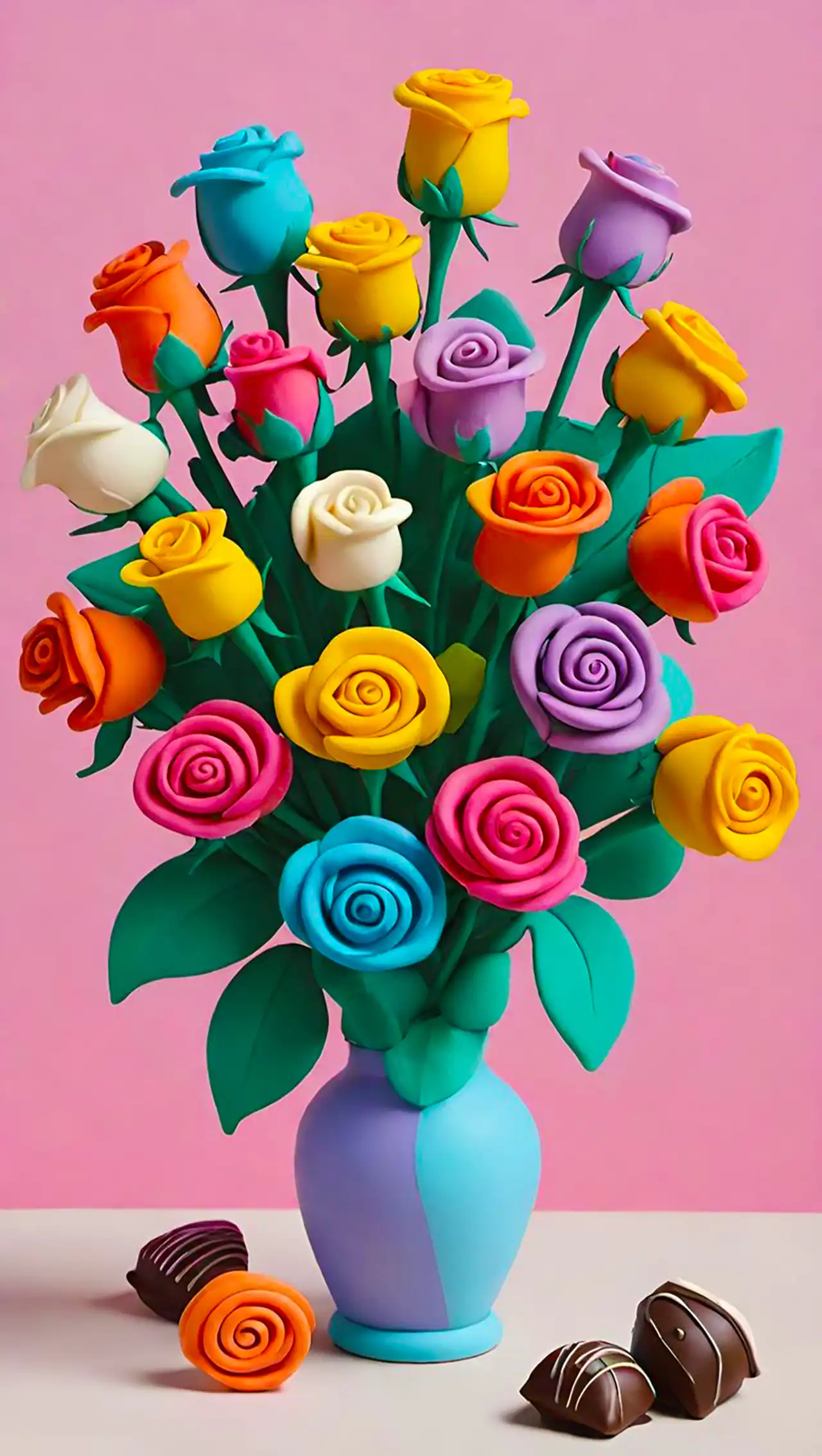 گلدان گل خمیری