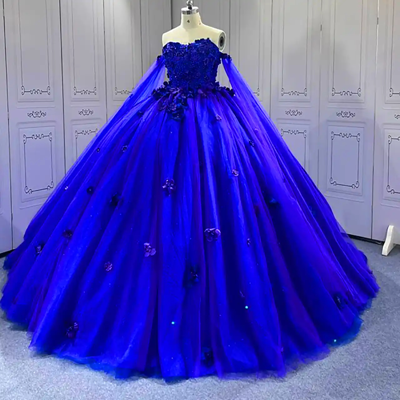 پیراهن حنابندون آبی کاربنی 