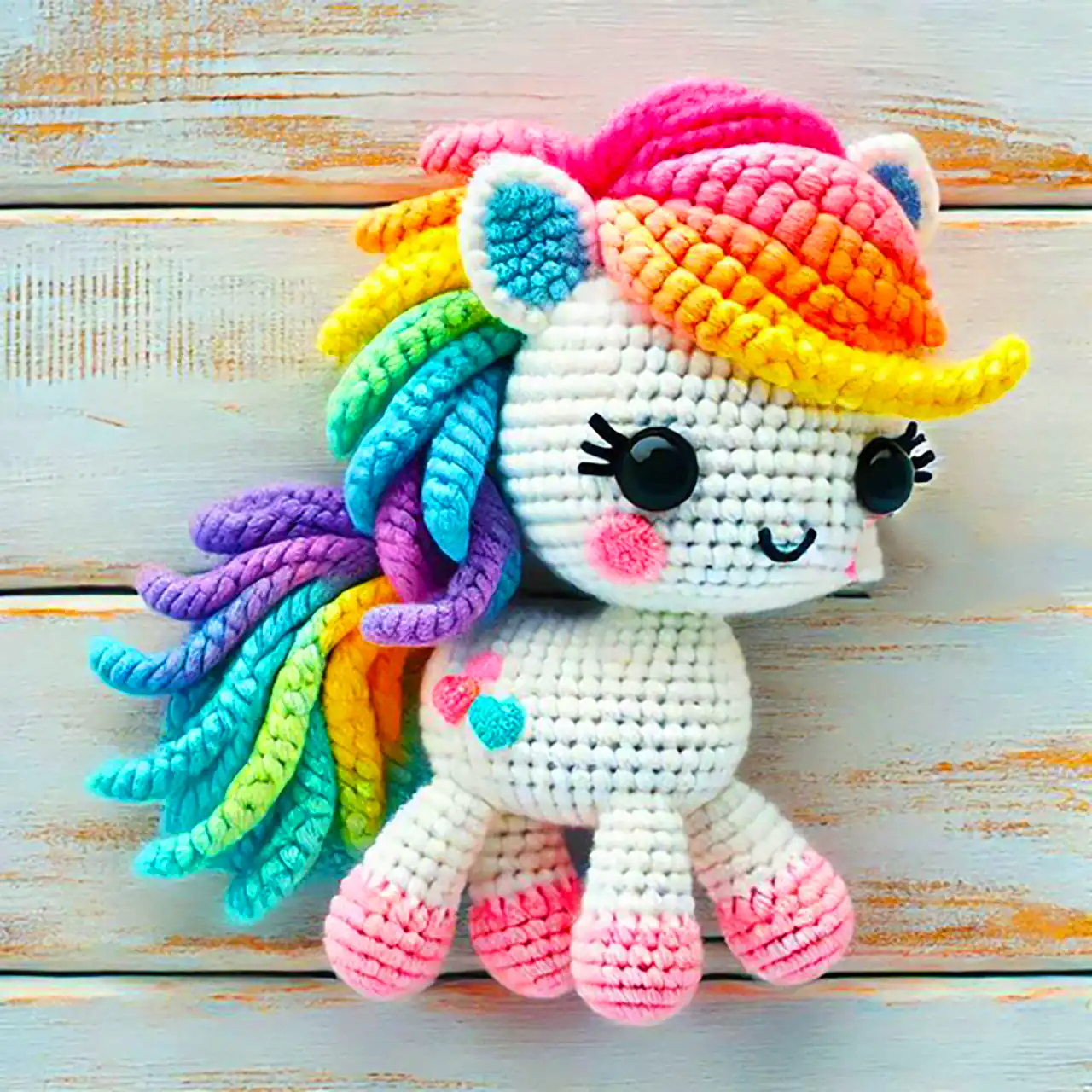 عروسک یونیکورن قلاب بافی 
