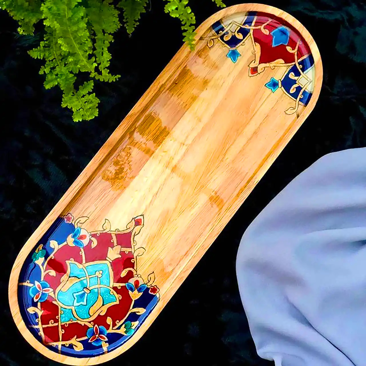 سینی چوبی با طرح اسلیمی 