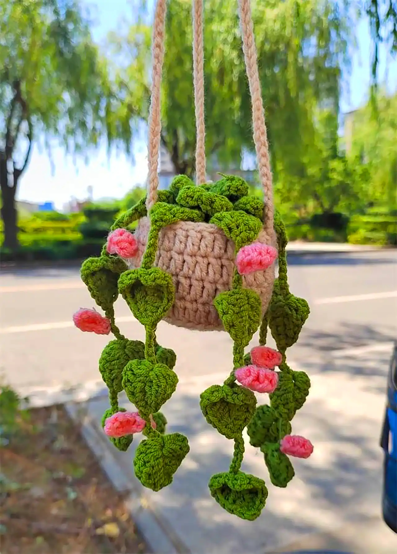 گلدان آویز بافتنی
