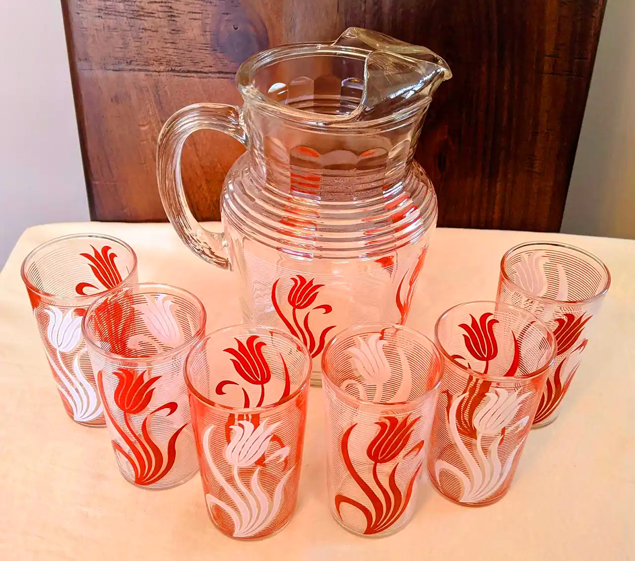 ست پارچ و لیوان فانتزی شیشه ای