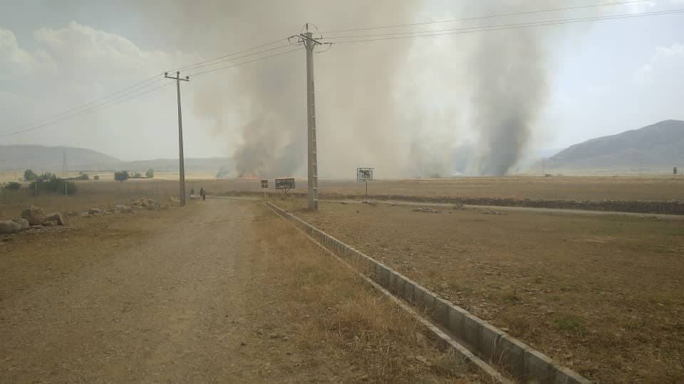 آتش‌سوزی بیش از ۱۰۰ هکتار از زمین‌های کشاورزی ایذه