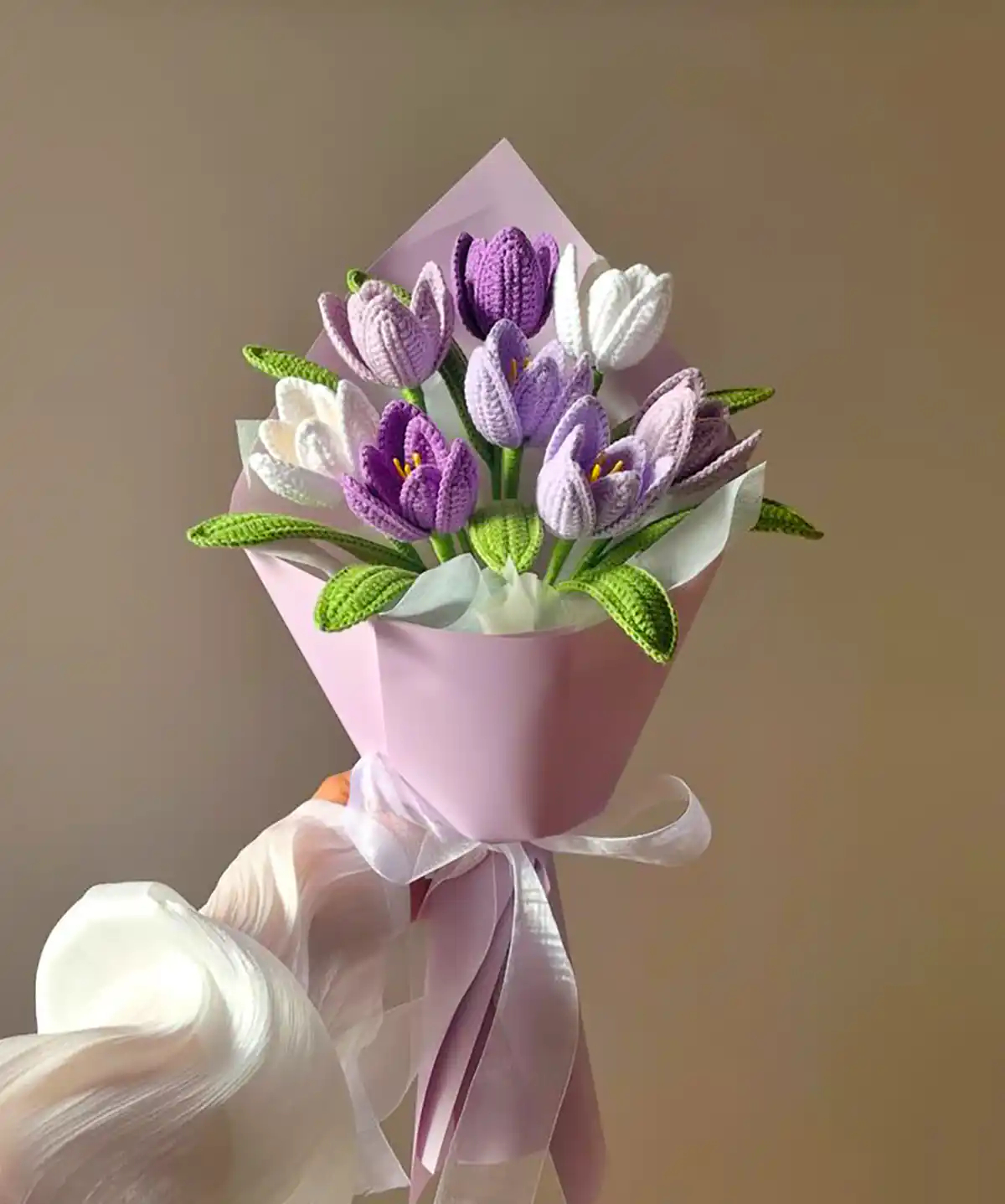دسته گل بافتنی جذاب و زیبا