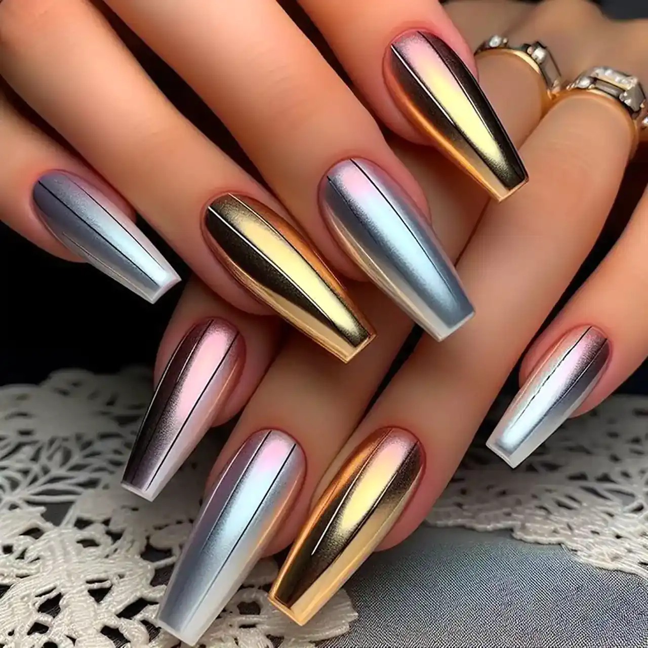 ناخن مدل آینه ای + زیباترین مدل های ناخن مدل آینه ای ترند امسال