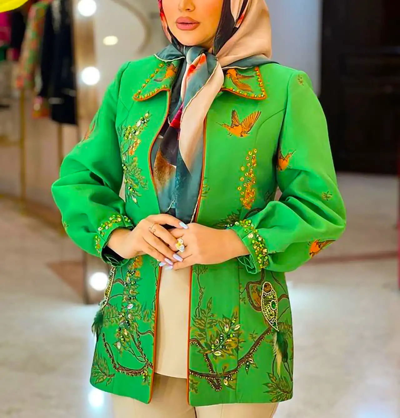 مانتو زنانه با رنگ سبز