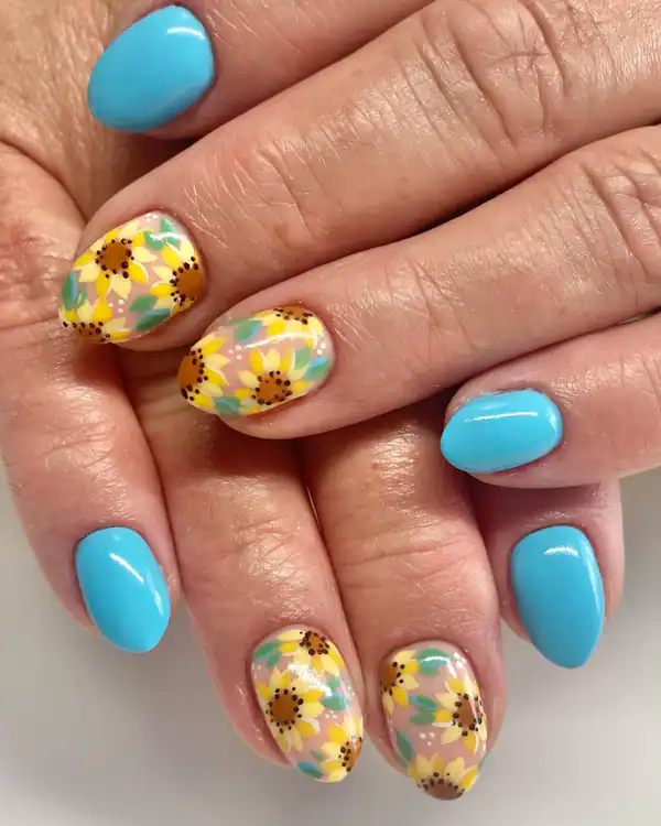 طراحی ناخن گل آفتابگردون