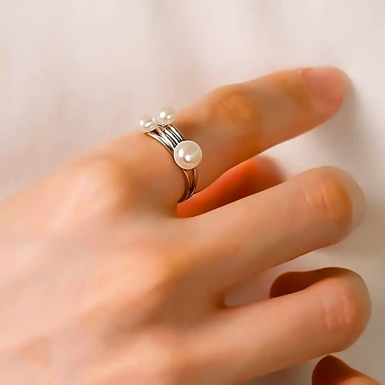 انگشتر دخترانه با دانه مروارید