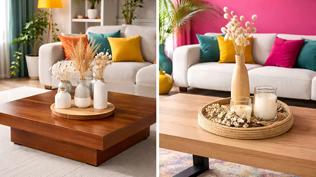 میز عسلی مربعی چوبی