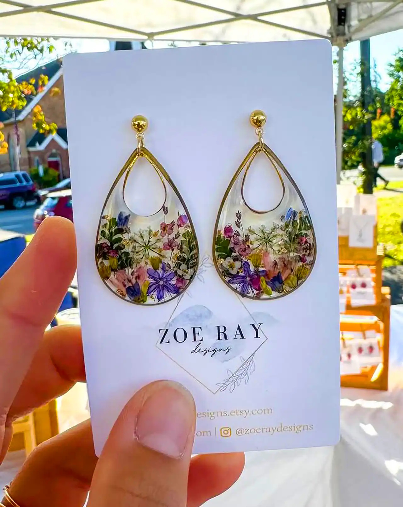 گوشواره رزین دست ساز