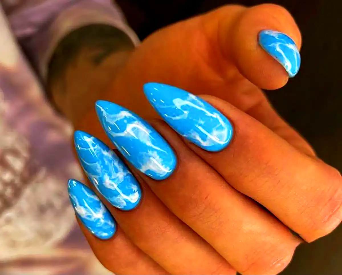 طرح ناخن آبی شیک