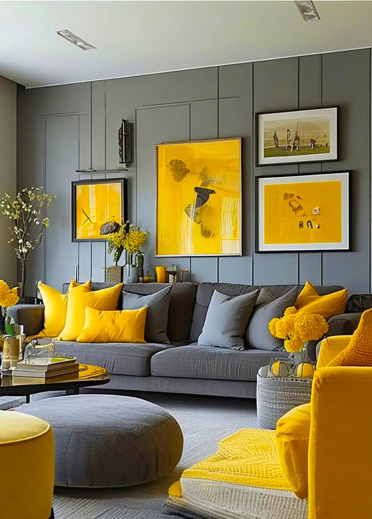 دکور فضای نشیمن با تم زرد