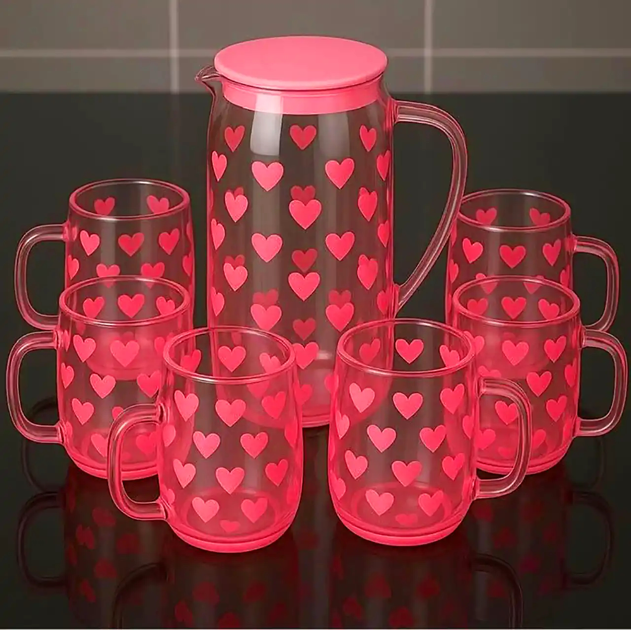 ست پارچ و لیوان فانتزی شیشه ای