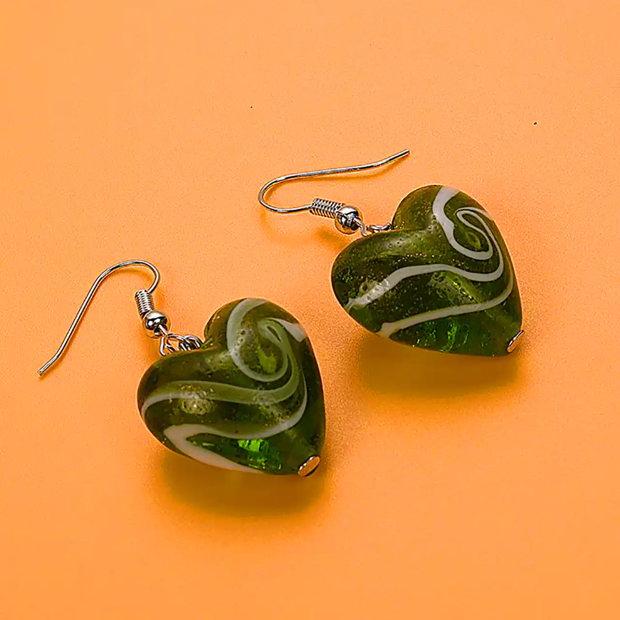 گوشواره قلبی سبز