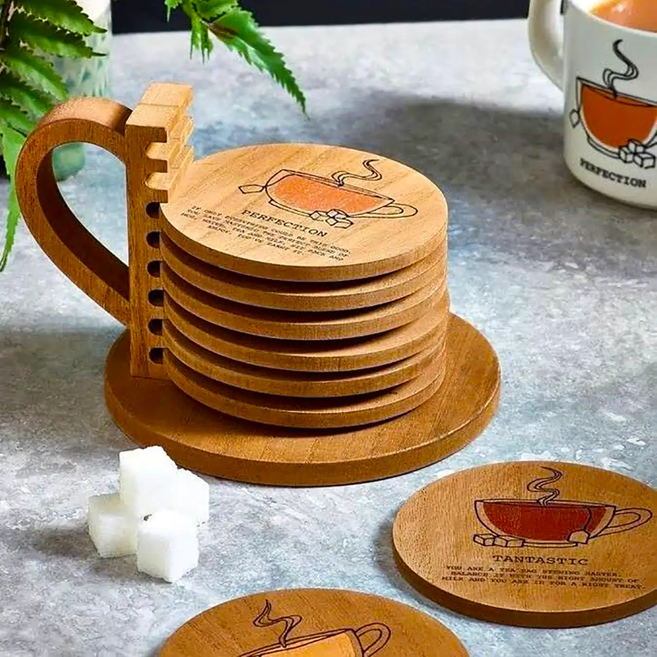 زیر لیوانی چوبی طرحدار