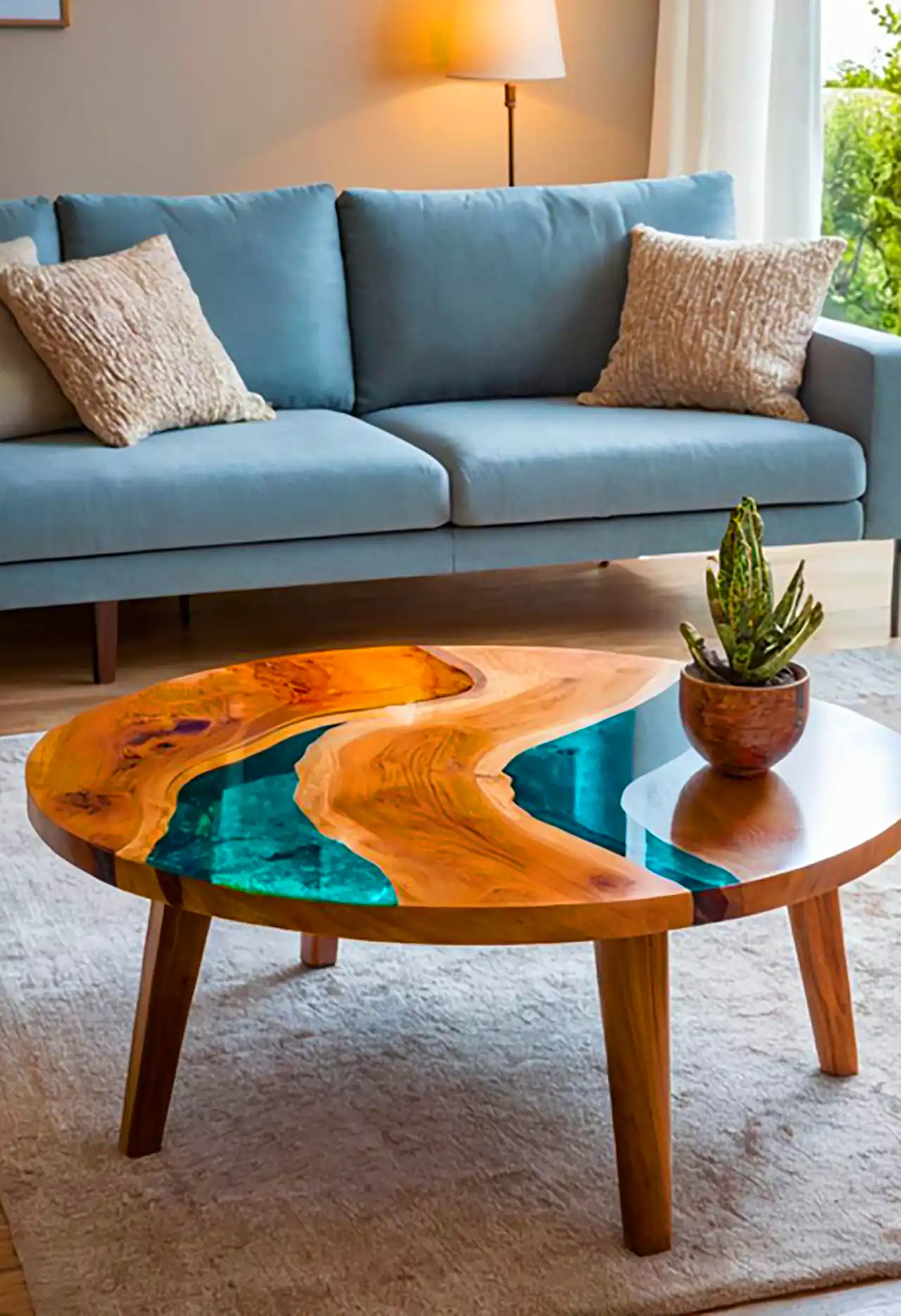 میز عسلی گرد رزینی