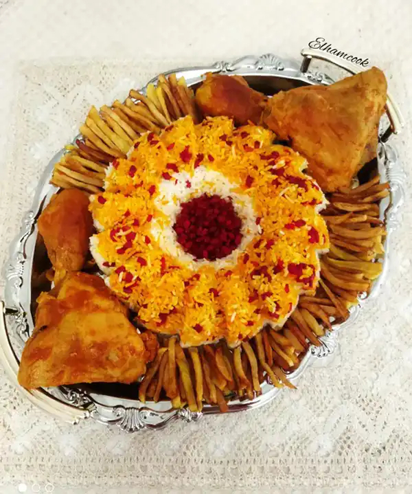 تزیین زرشک پلو با مرغ