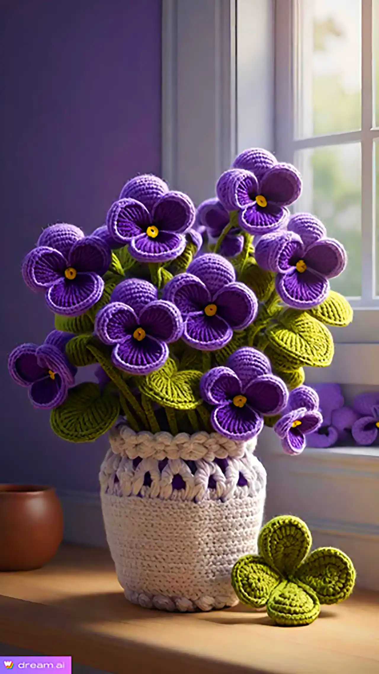 دسته گل فانتزی بافتنی