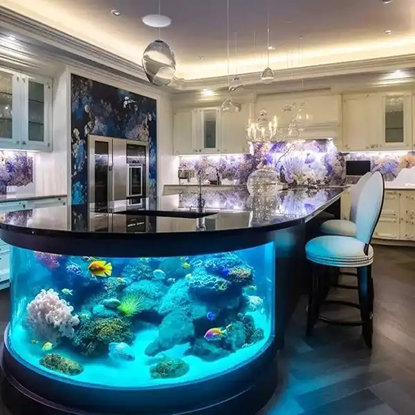 مدل آکواریوم در اپن آشپزخانه + زیباترین و مدرن ترین مدل آکواریوم در اپن آشپزخانه ترند امسال