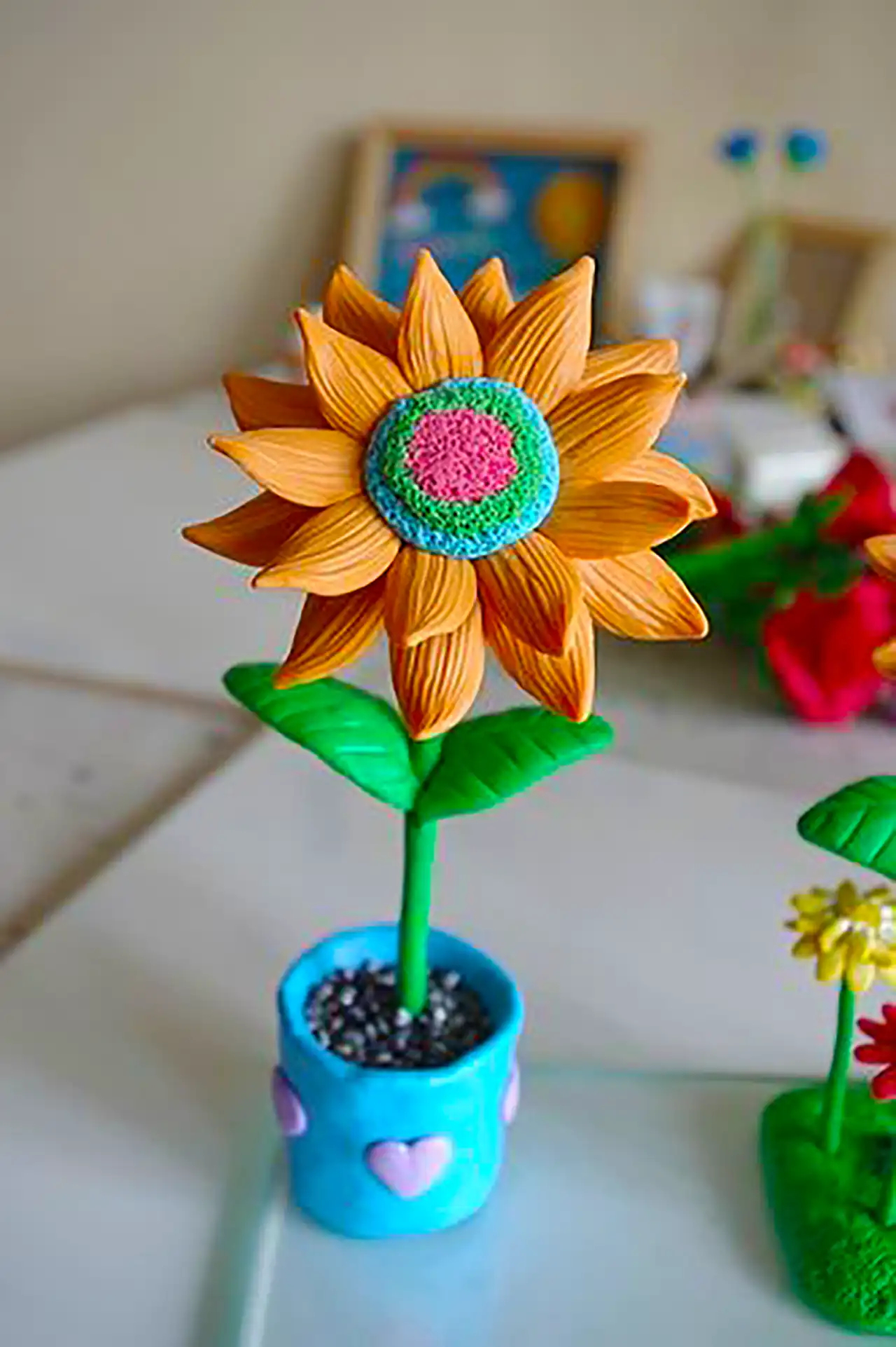 گلدان گل خمیری