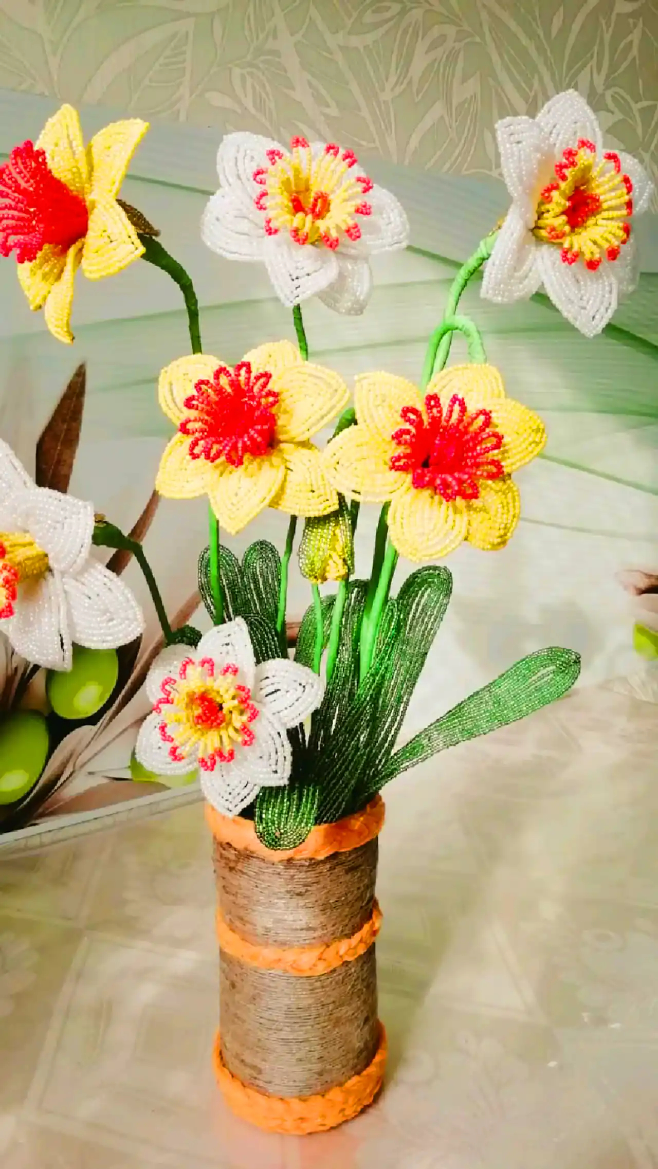 گل بافتنی دکوری رومیزی