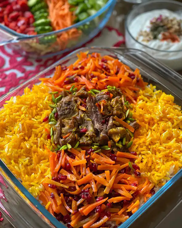 تزیین روی هویج پلو