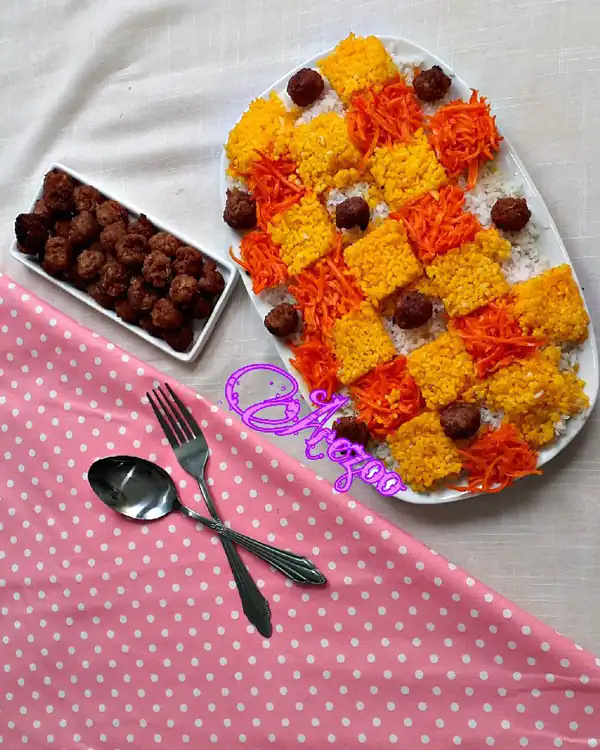 تزیین روی هویج پلو