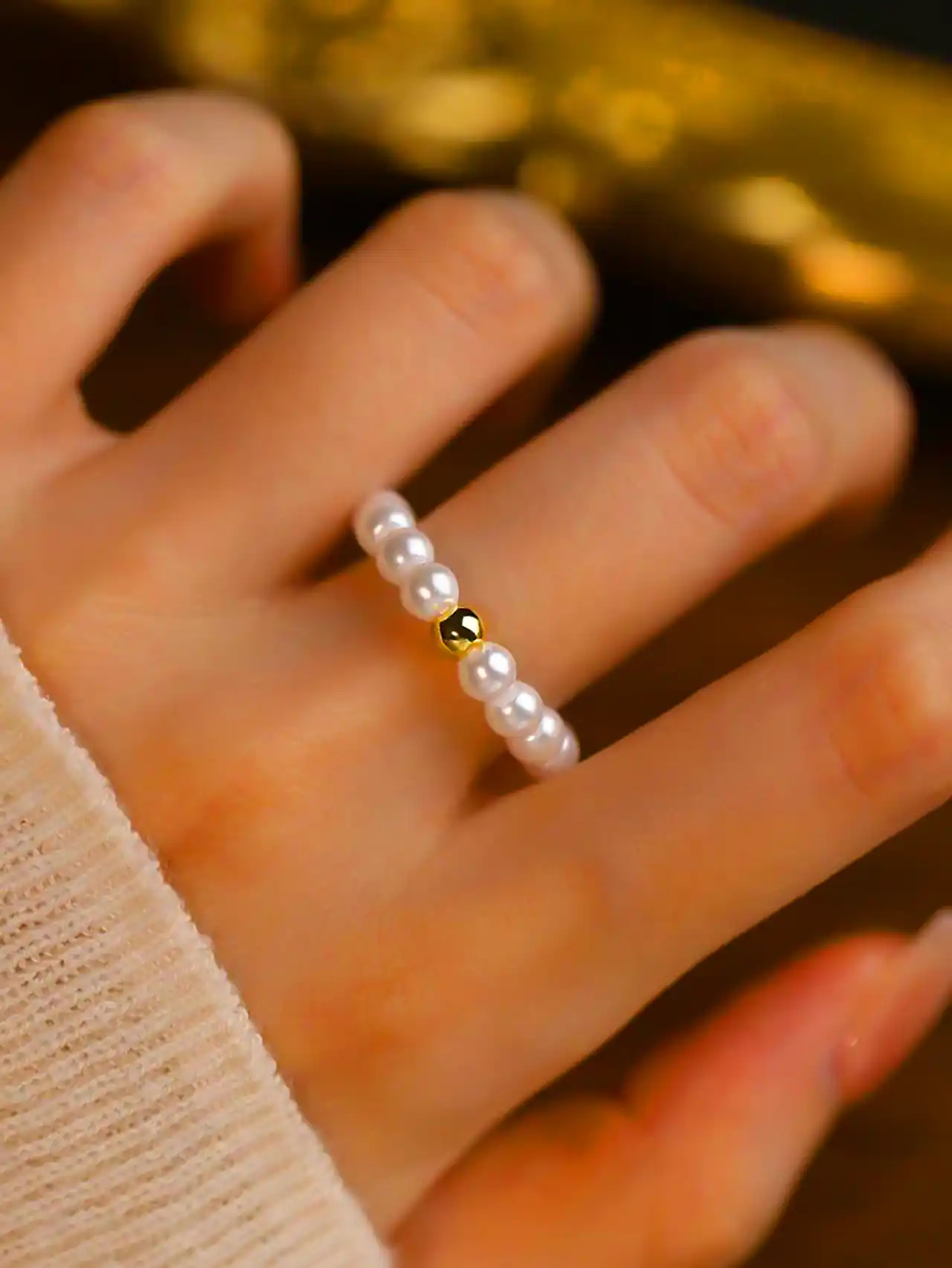 انگشتر دخترانه با دانه مروارید