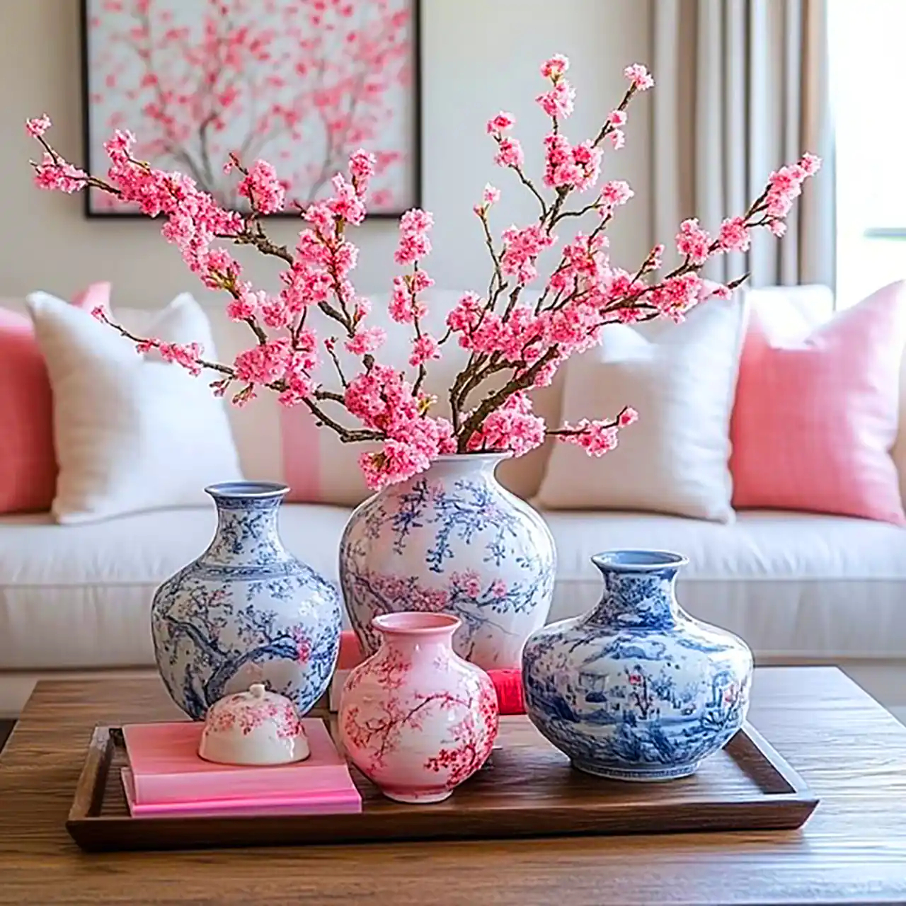 گلدان دکوری با گلهای طبیعی 