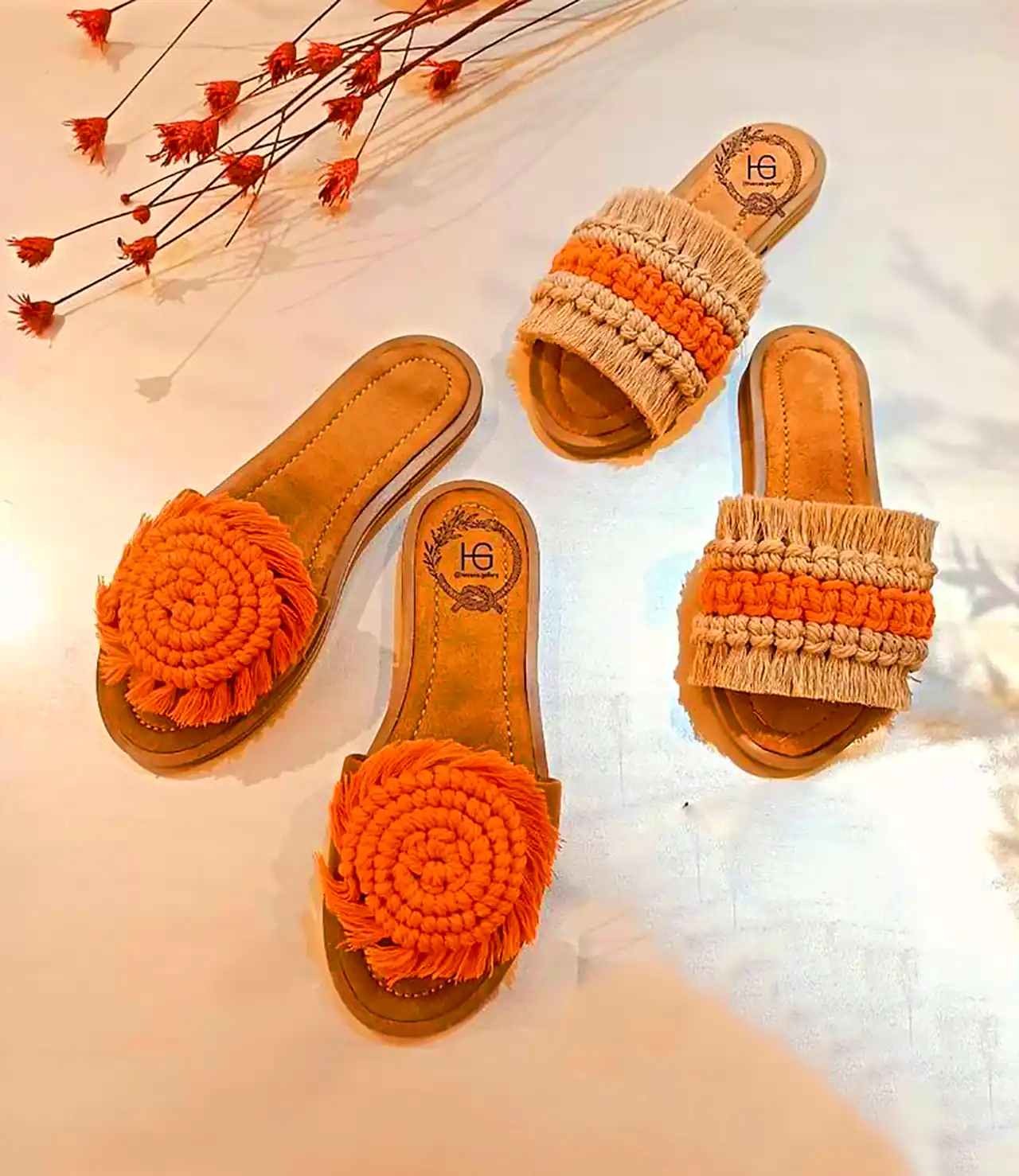 دمپایی دستساز با هنر مکرومه 