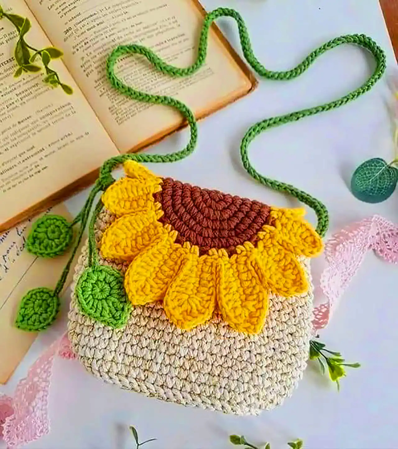 کیف قلاب بافی آفتابگردان