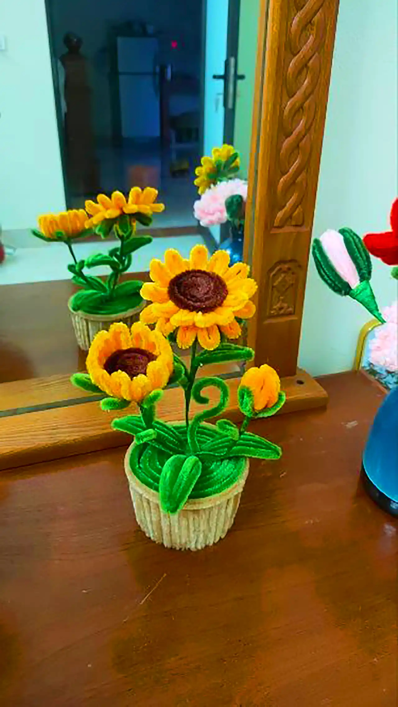 گل بافتنی دکوری رومیزی