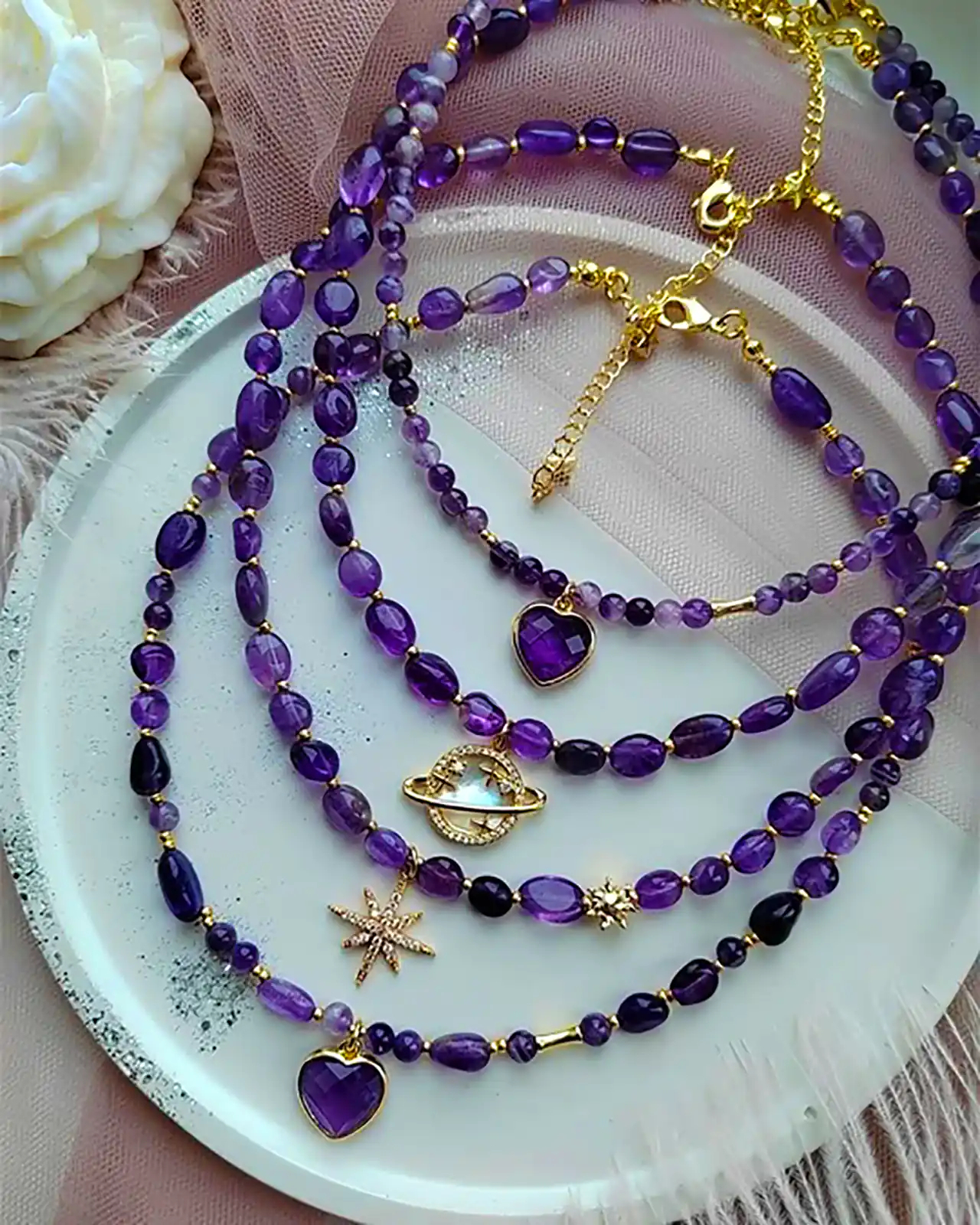 اکسسوری دخترانه با سنگ آمیتیست