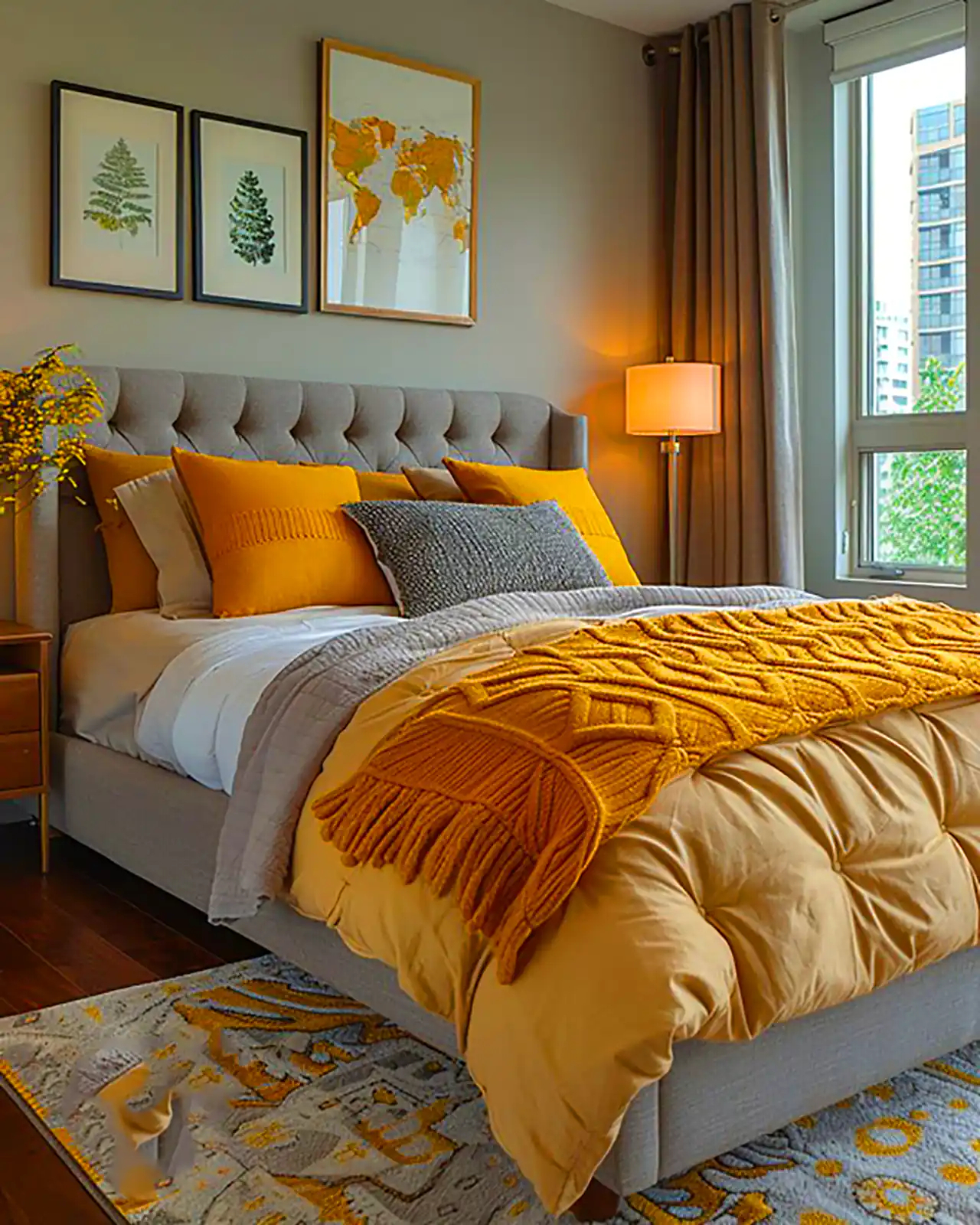 چیدمان اتاق با تم زرد