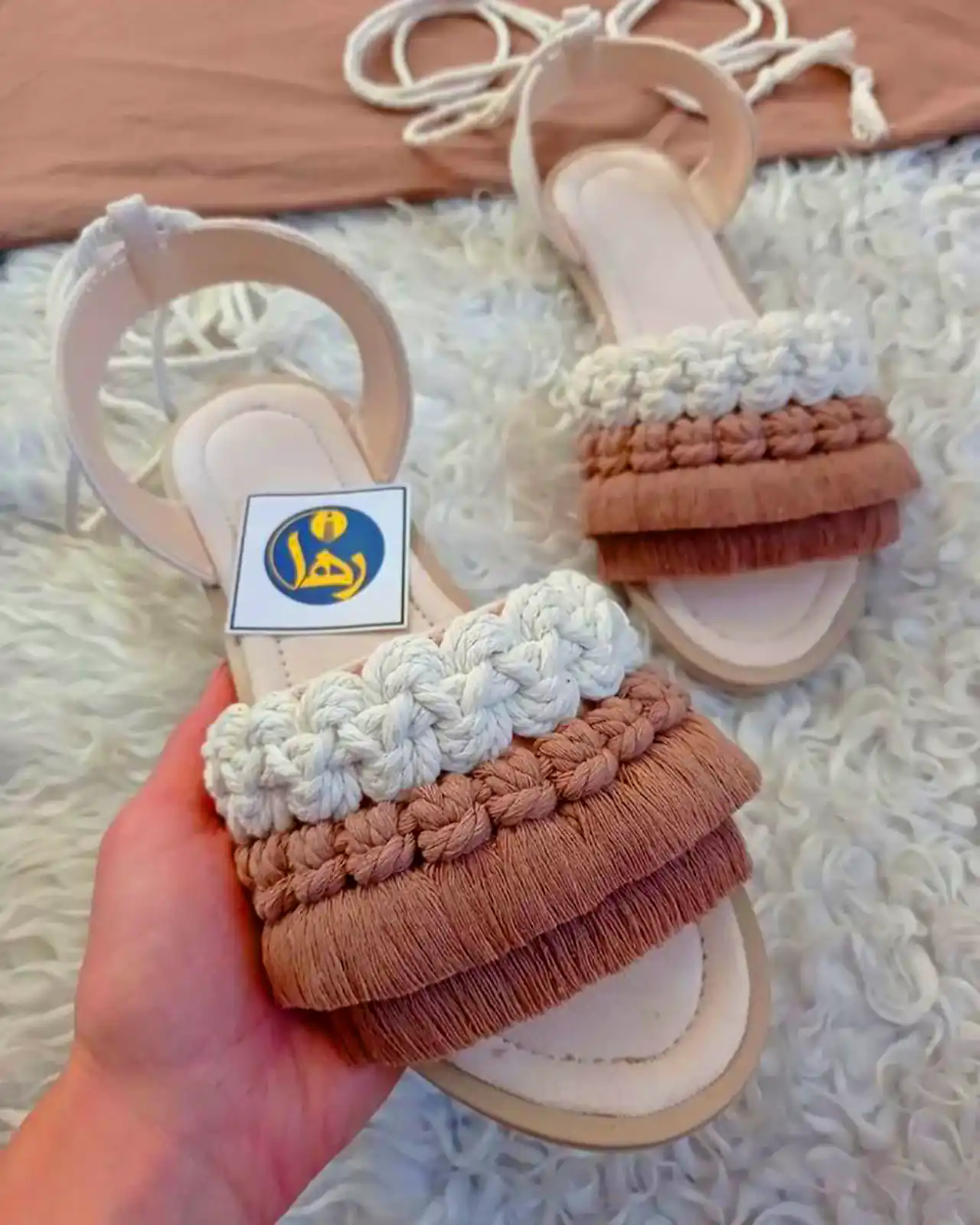 دمپایی دستساز با هنر مکرومه 