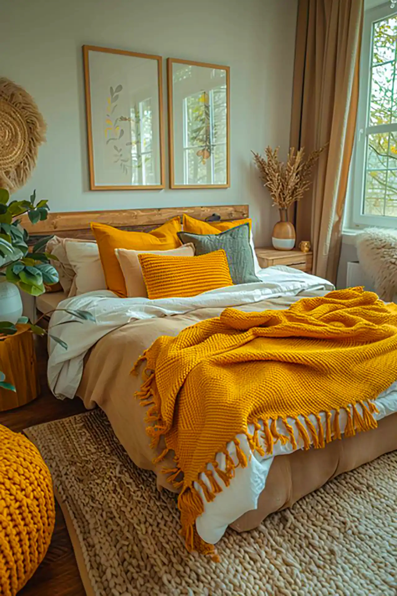 چیدمان اتاق با تم زرد