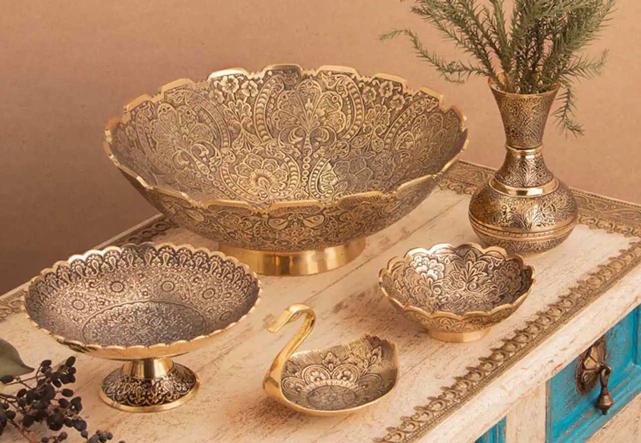 ظروف برنجی + زیباترین مدل های ظروف برنجی ترند امسال بسیار شیک و لاکچری