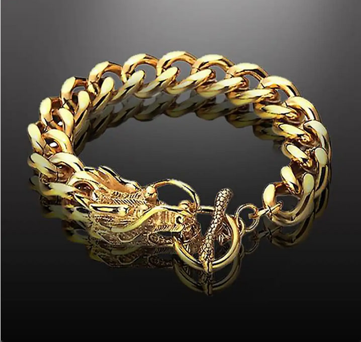 تصویر دستبند طلا طرح اژدها