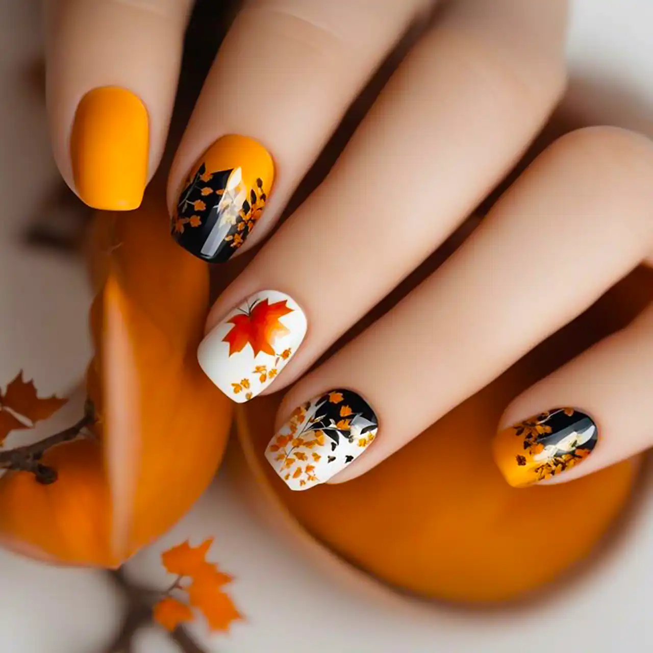 طرح برگدار جذاب برای ناخنها