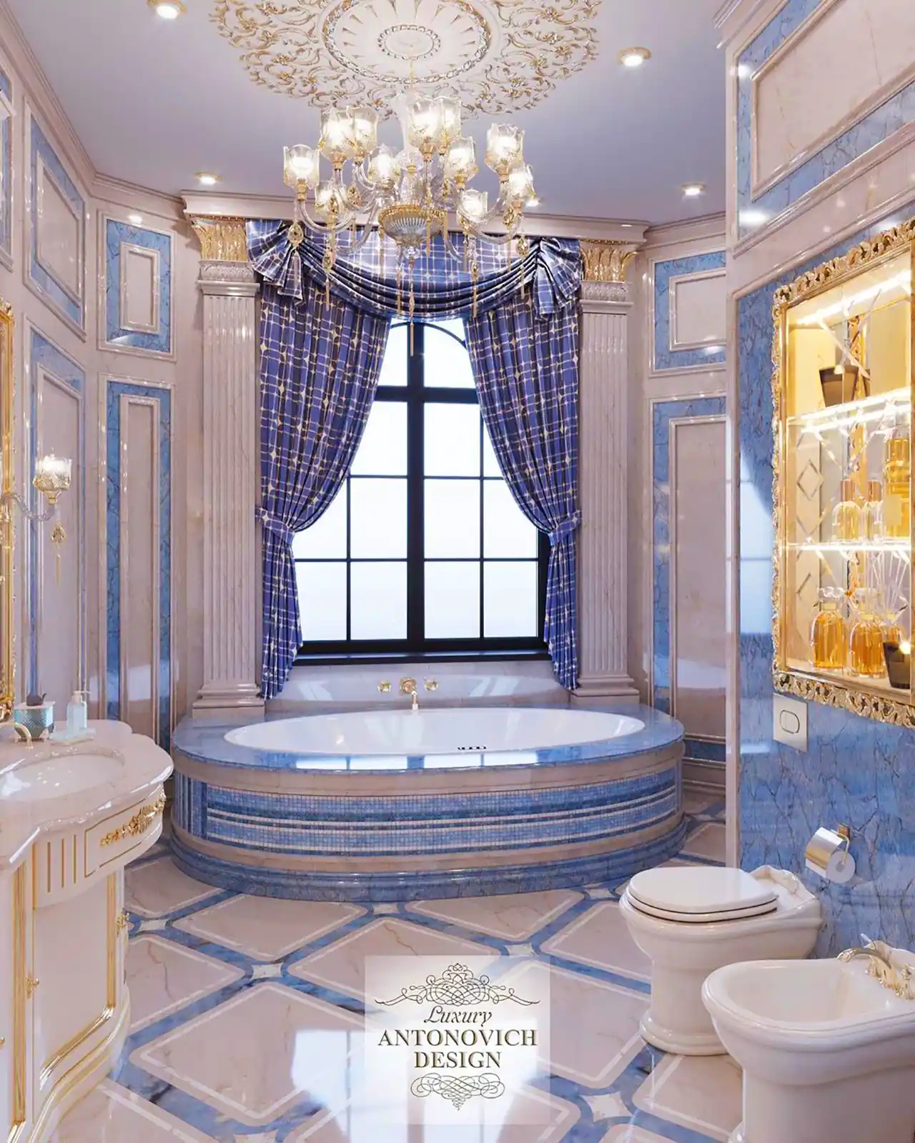 طراحی حمام سلطنتی مرمرین