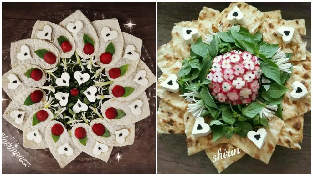 تزئین نون و پنیر و سبزی ماه رمضان