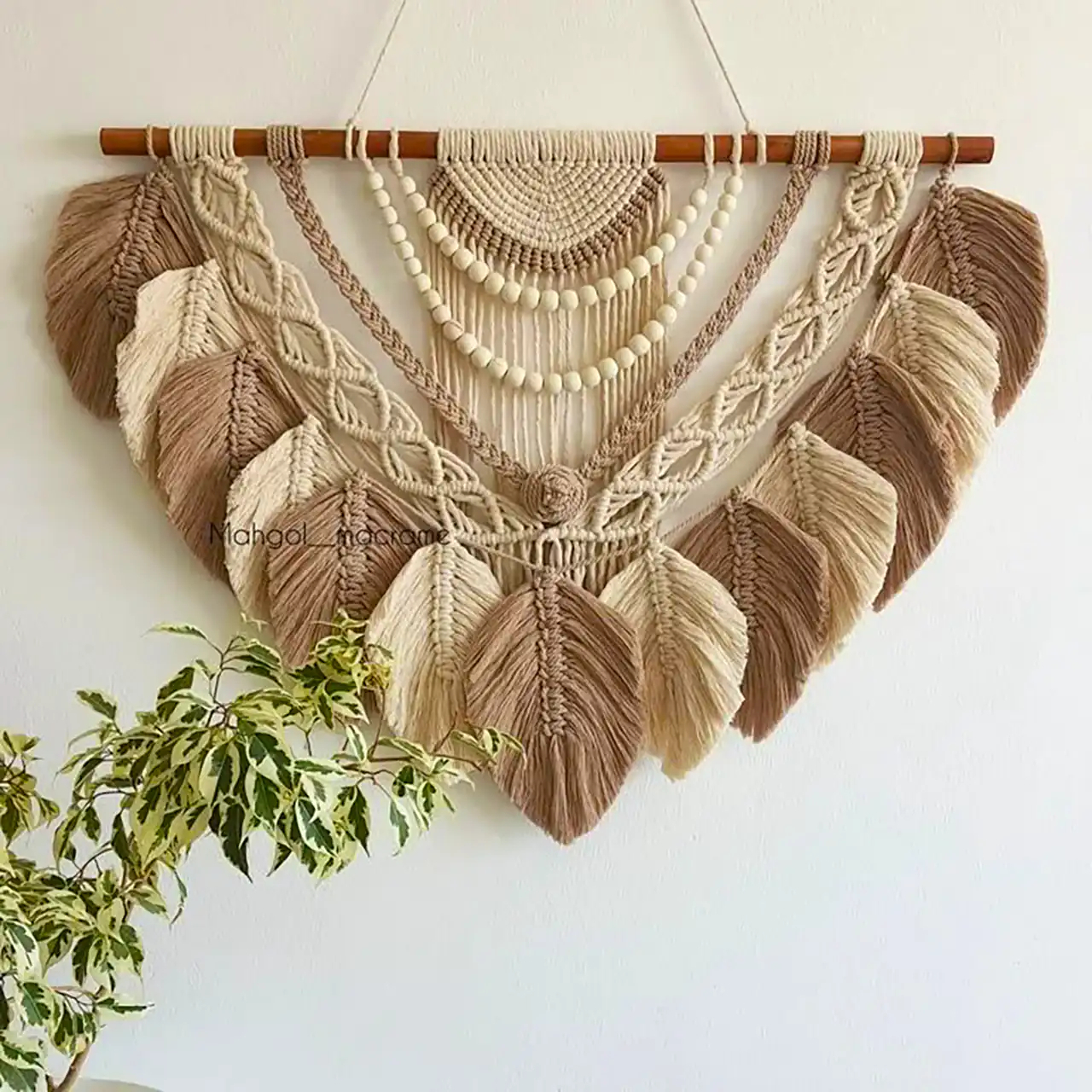 دیوارکوب مکرومه برگی